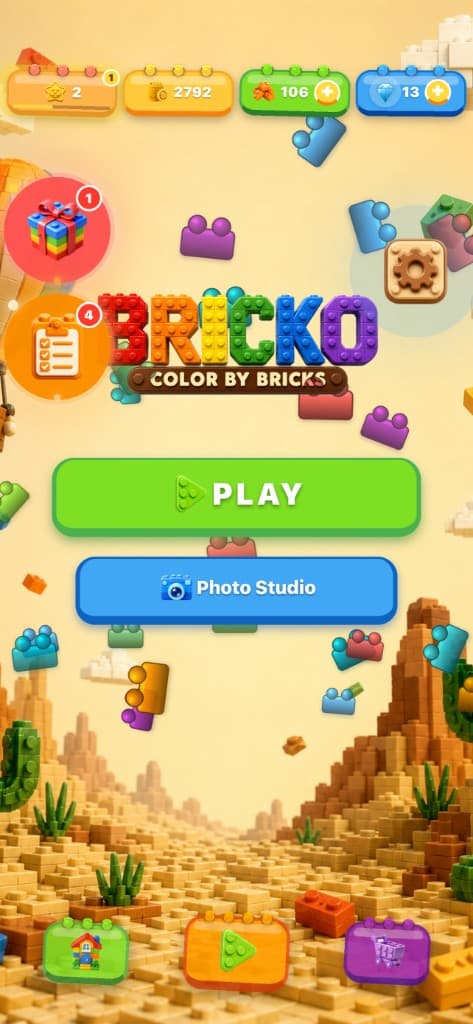 Bricko — main menu, an Abbari Studio game