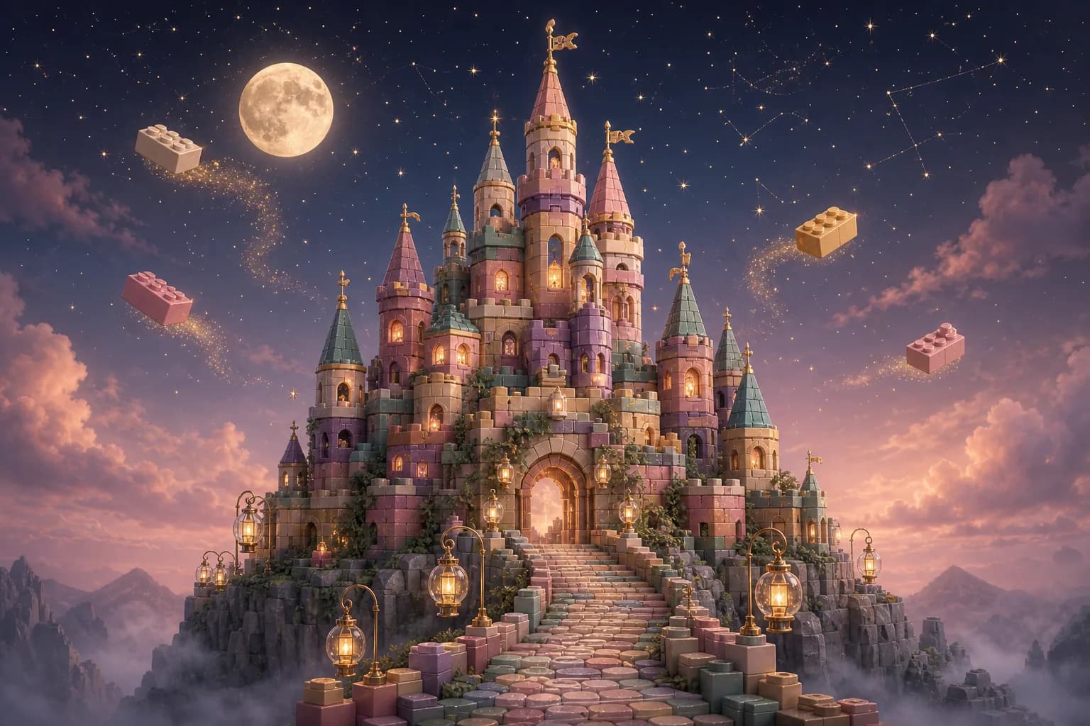 Bricko — an elegant brick castle at twilight